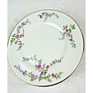 Fukagawa 7 SALAD PLATES Imperial Bone China, Gold Trim, Japan 8 3/8"